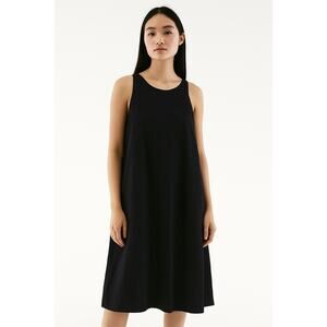 Abercrombie & Fitch Black‎ Linen Blend Mini Shift Dress High Neck Size Large
